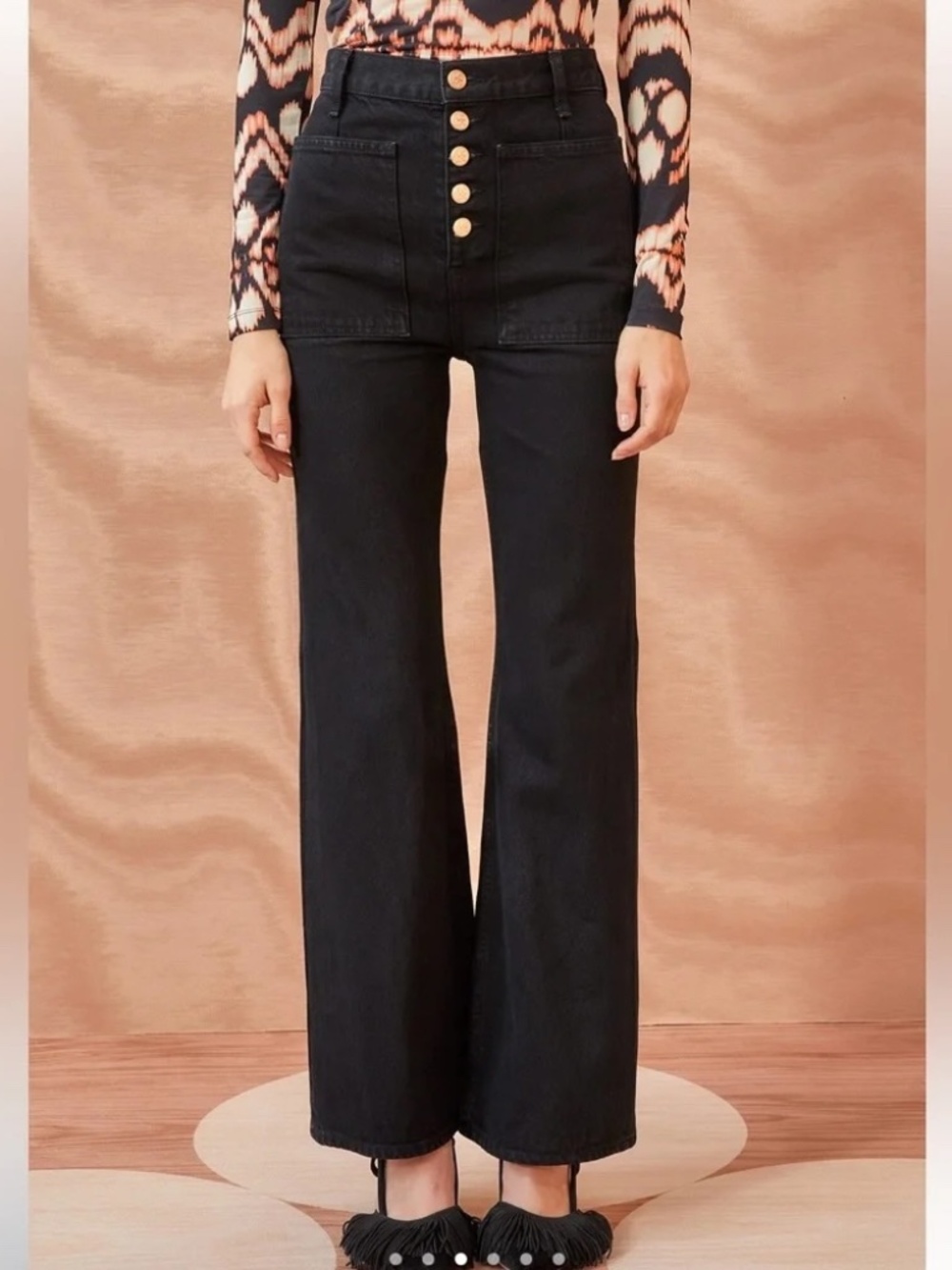 Ulla Johnson The Lou Kick-Flare Jean Black Size 26